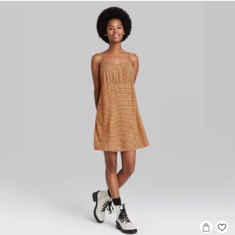 Wild Fable Size S Women's Woven Slip Dress Brown Plaid NWT